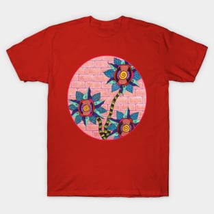 Brick Wall Flower Pot in Color T-Shirt